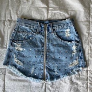 Rhinestone Denim Skirt